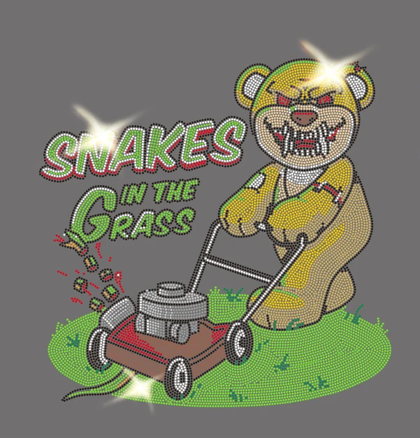 No minimum bear designs rhinestone heat transfer custom crystal hotfix rhinestone motif for clothing