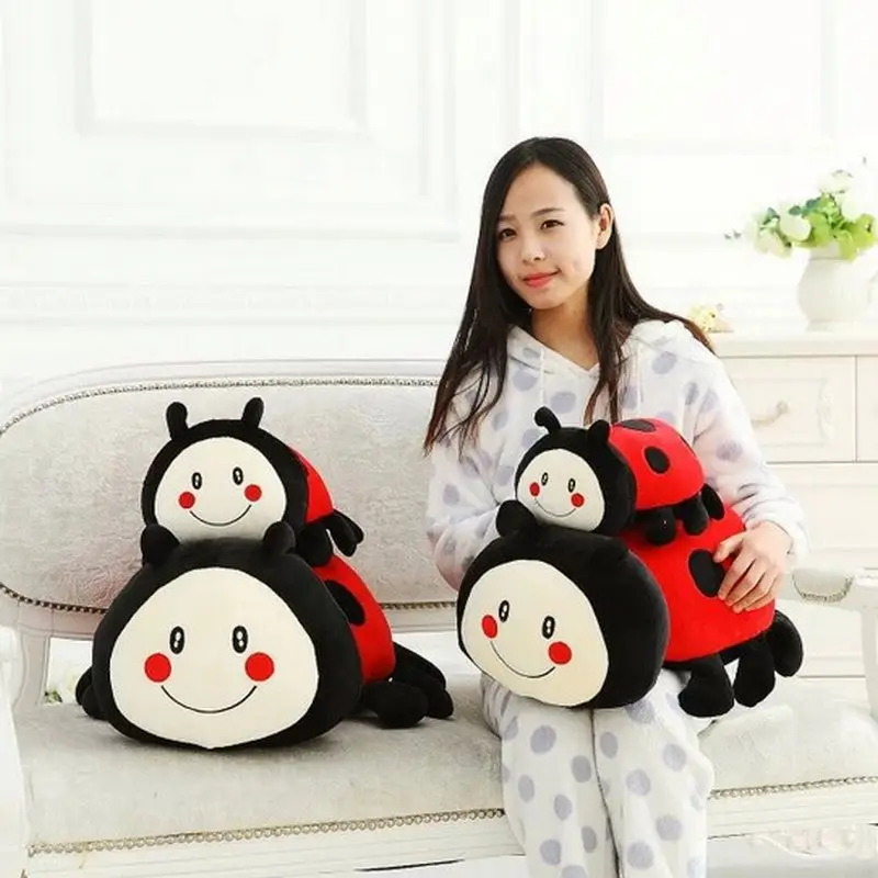 Customizable Ladybug Plush Toy Cute Stuffed Animal Ladybird Sofa Decorative Pillow Children Kids Toy