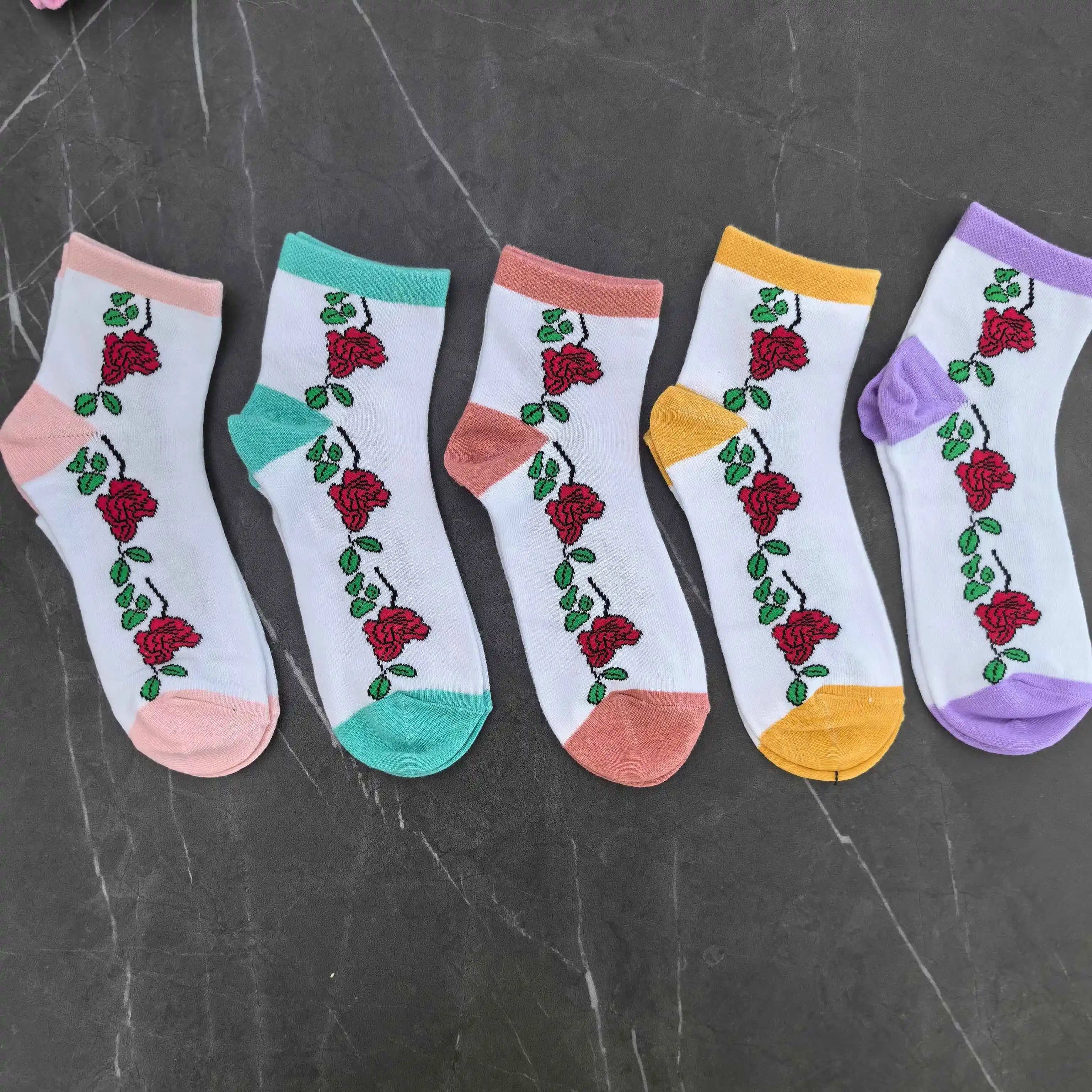 Wholesale prices Flower ROSE socks custom quarter hosiery feet softening large socks women