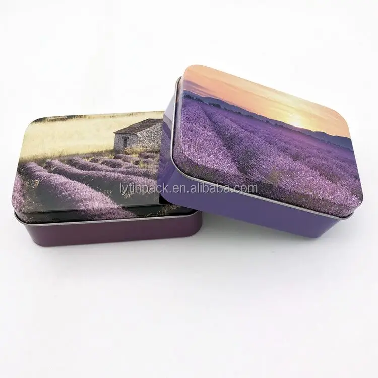 custom printing rectangle gift packing metal boxes with hinged lid