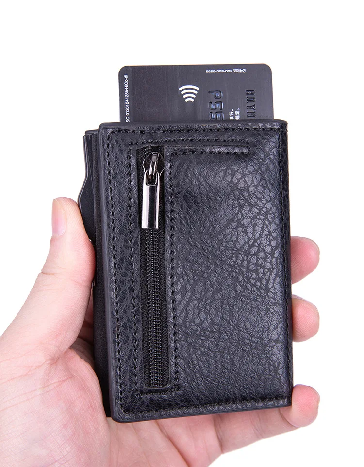 Pu Leather Credit Card Pop Up Wallet RFID Blocking Slim Minimalist Card Holder