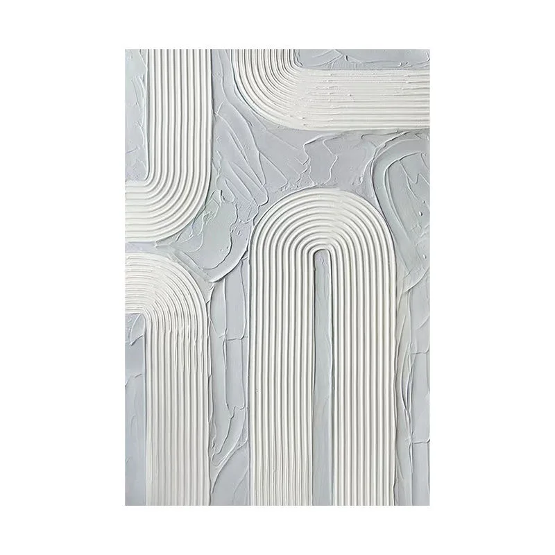 Hand Painted Abstract Artwork White Texture Wall Art decor painting handmade Modern Canvas Painting with frame for home decor