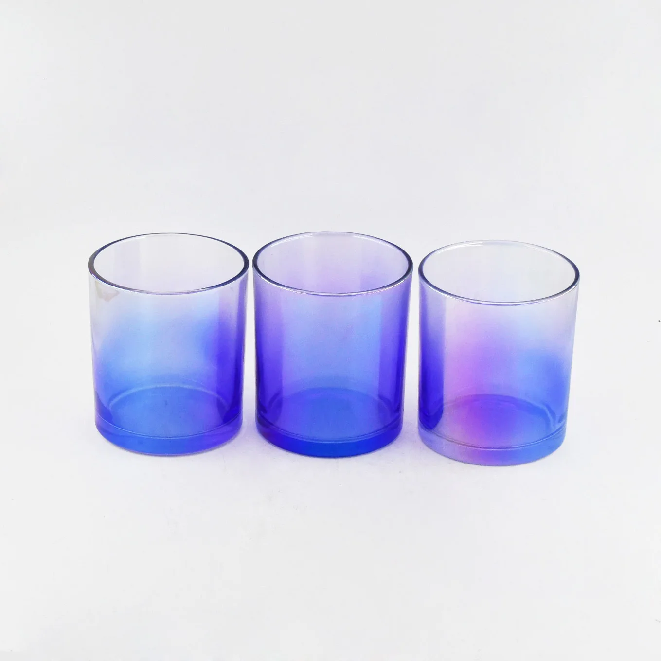 Wholesale 12oz Shiny Purple Gradient Holographic Empty Glass Candle Jars For DIY Candle