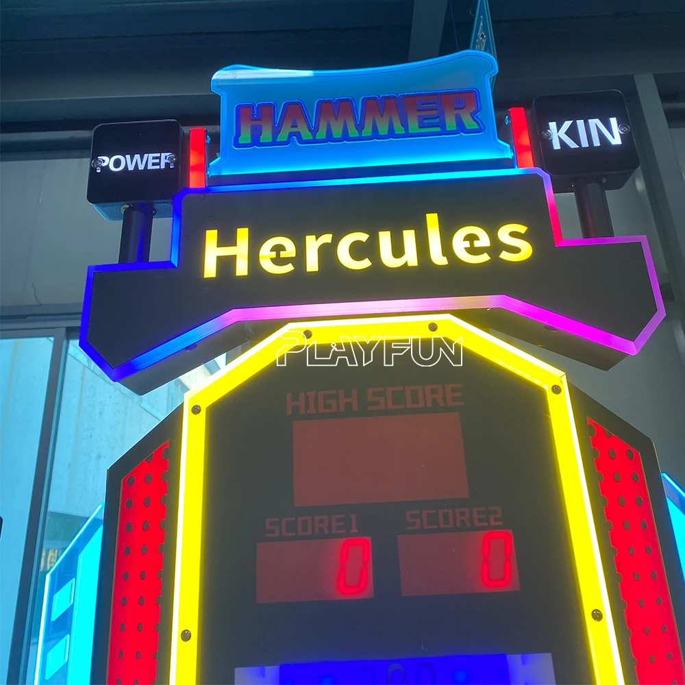 Playfun Wholesale High Quality Coin Operated Indoor Sport Strength Test Hammer Master Hercules Arcade Game Machine