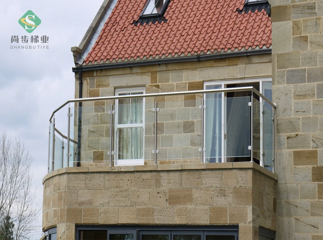 panel railing round handrail post glass railing high grade stainless railing with glass clamps