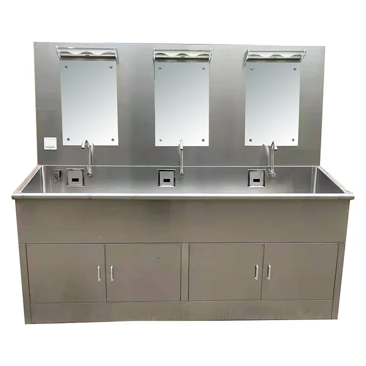 YFQ-W32 Medical S.S Scrub Sink with Mirror and Storage for Hospital
