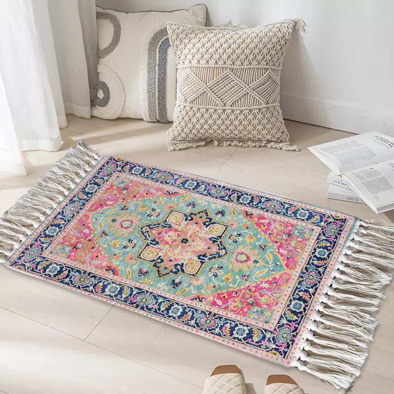 Hot Selling Vintage Persian Rug Bedside Rug Polyester Cotton Hand Knotted Tassel Rug Sofa Cushion