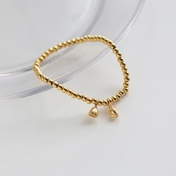 Lotus Seedpod Elastic Gold Bead Bracelet Necklace Long Thin Chain Earring Set Women 18K Stainless Steel Ear Thread Flower Jewels