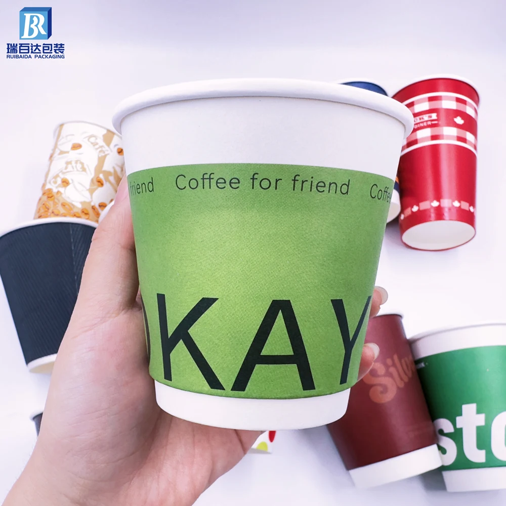 Custom Disposable Cup  Paper 6 8 910 12 16 20 22ounces Cardboard Paper Coffee Cups Biodegradable Cup Holder