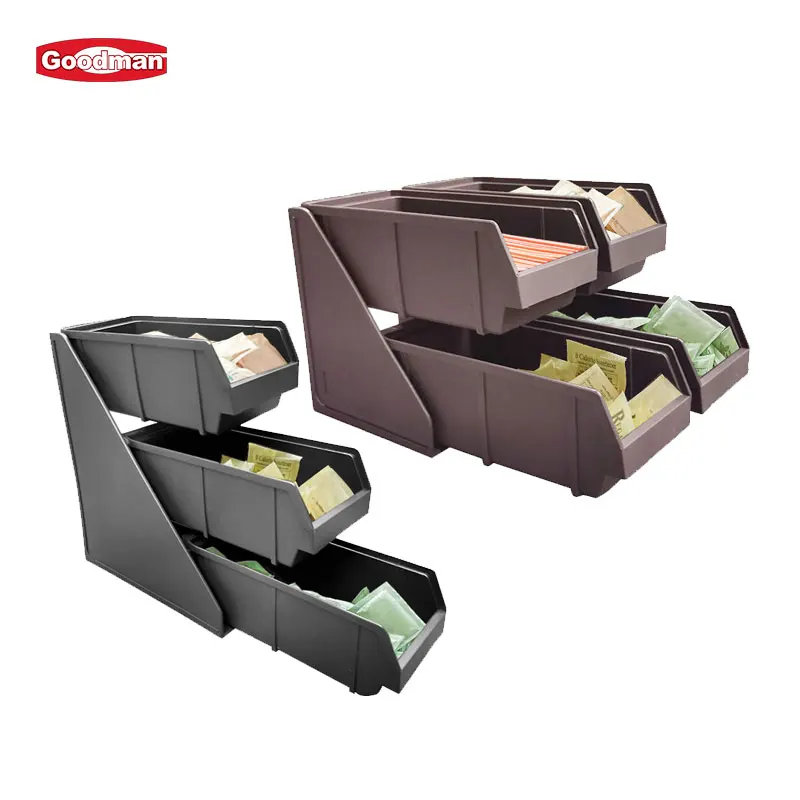 Multifunctional Plastic Countertop Storage Caddy Box Straw Sweeteners Utensil Tray Milk Tea Shop Coffee Condiment Holder