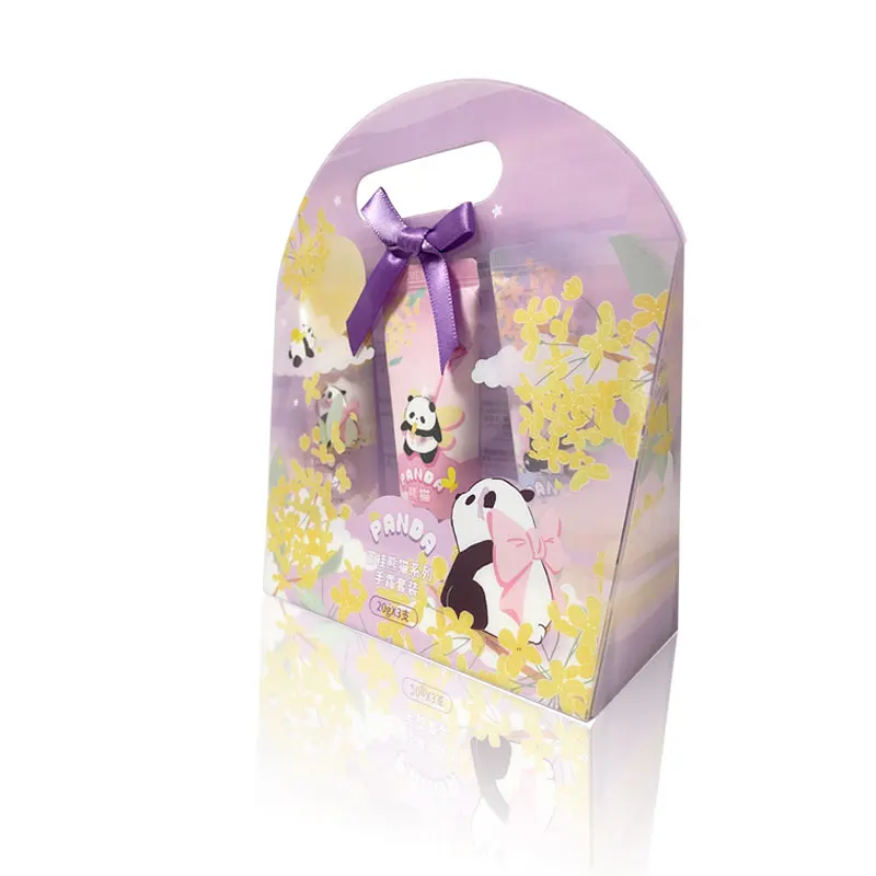 Recyclable PET Clear Plastic Packaging Box with Anti-Crease Printing Design Hanging Hook for Cosmetics With Clear View Window