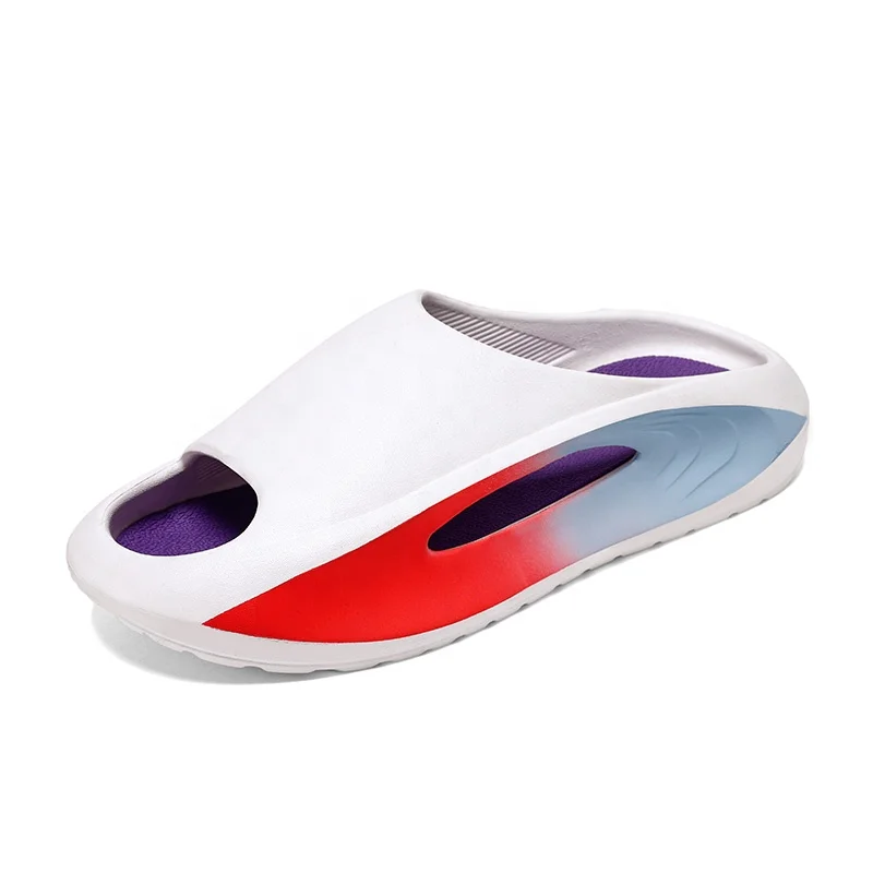 2024 Simple Women White Slippers Soft Custom Fashion Double Colors Swing Shoes Home Light Weight Elastic Strap Slippers