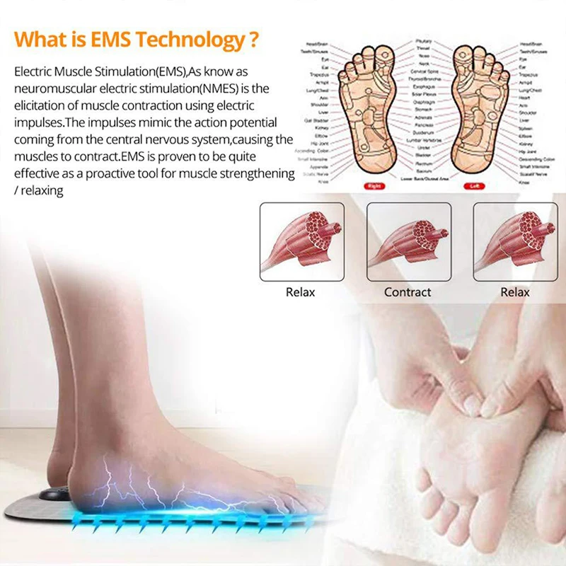 
EMS Pad Foot Massagers ABS Physiotherapy Revitalizing Pedicure Vibrator Electric Feet Muscle Stimulator Drop Ship 