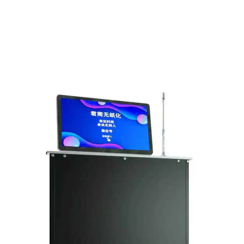 Smart moterize paperless conference system Remote Control Hidden Desk Motorized Computer LCD Monitor Lift