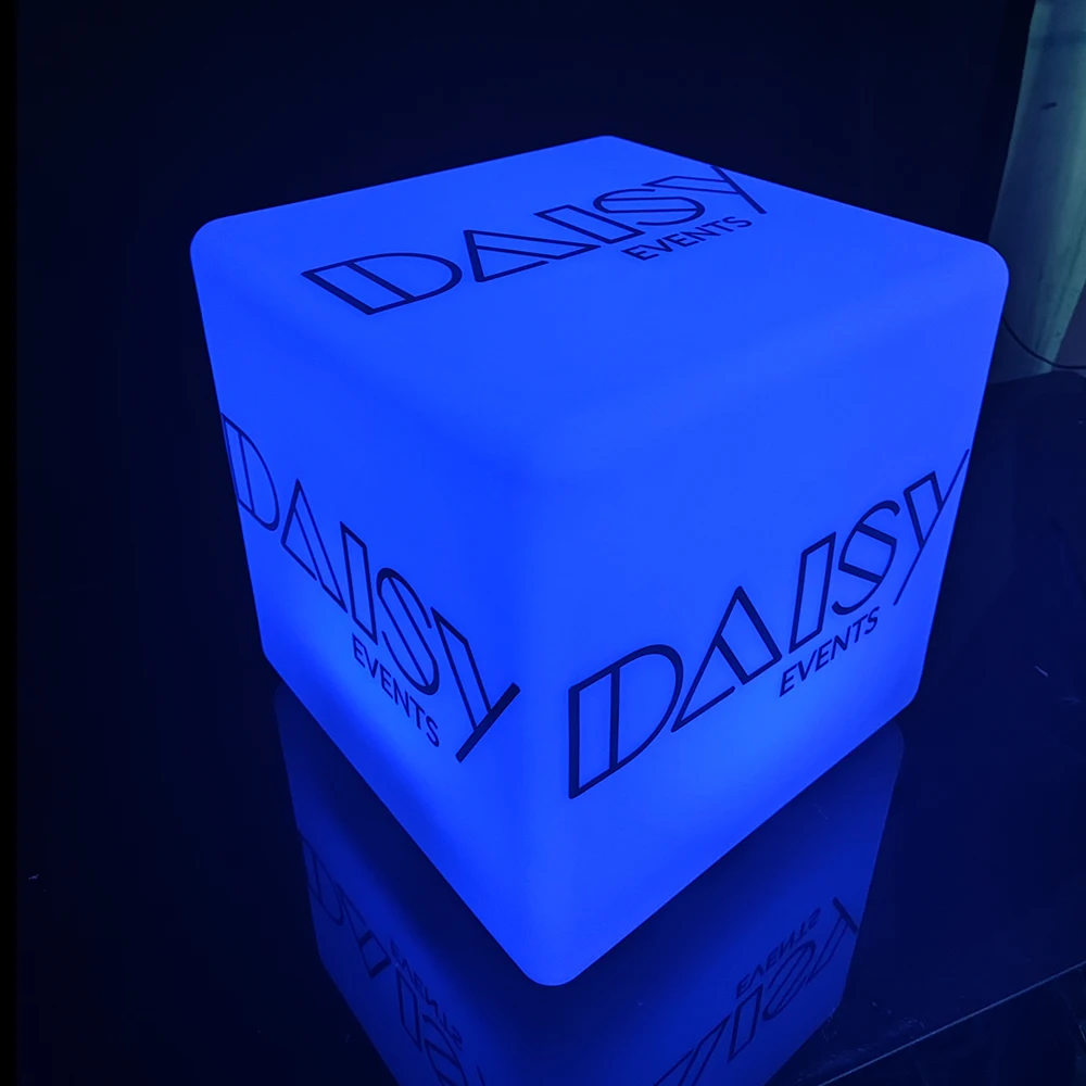 Garden Patio Led Furniture Customized Displaying Outdoor Led Cube Light with Logo Printed Party Event Cube Seat and Table