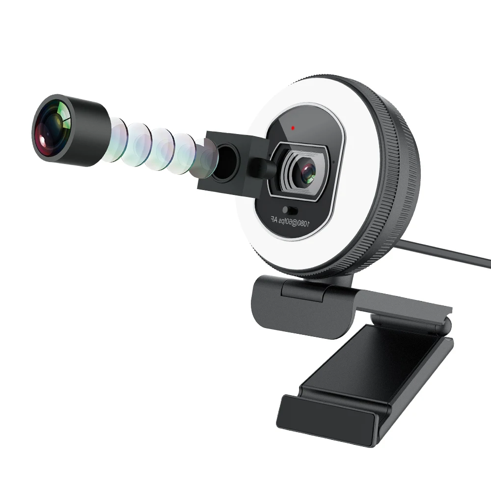 Webcam Laptop Full Hd 1080p 60 Fps Cable Remote Control Web Camera Autofocus Camera 3 Level Brightness