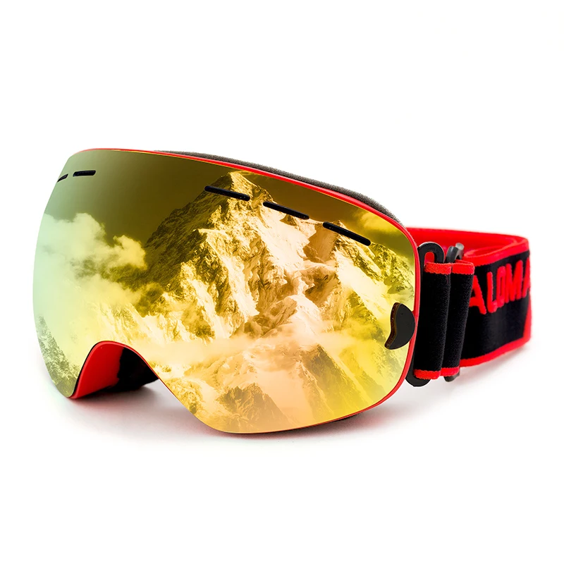 ALOMA Custom Logo adult &kids Fashion Snow ski goggles Cylindrical UV Lens Protection Snowboard Anti-Fog snow goggles
