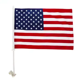 Professional Factory Custom Double Stitch Polyester Digital Printing American USA Sublimation Car Window Flags with Pole