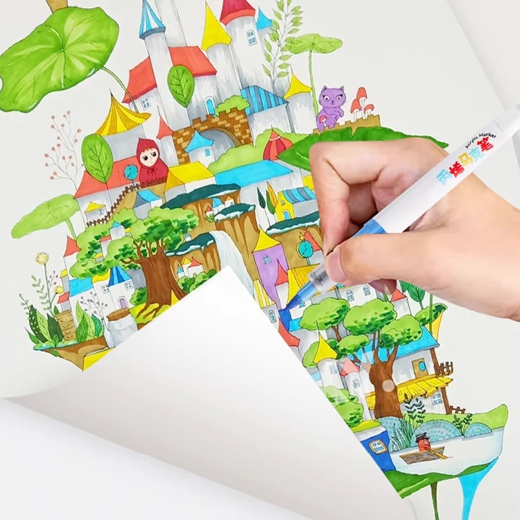 2024 straight liquid marker set 24 Colors soft head brush tip acrylic paint Marker Pen for DIY art Drawing wholesale