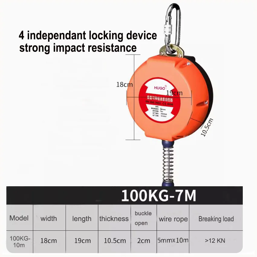 China factory price retractable fall arrester lifeline for Personal Safety