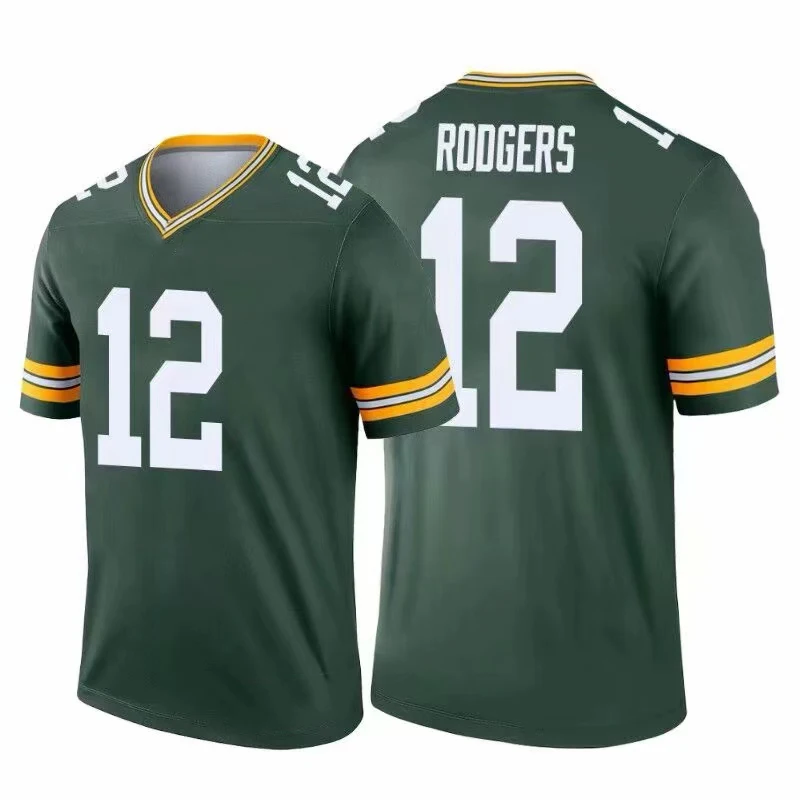 
2021 Aaron Rodgers 12 Pac kers American Football Club Uniform Jersey Top Quality Stitched Mens Sports Shirt Wear 
