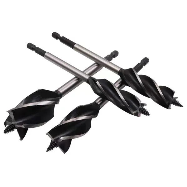 HK OEM Custom 4 Flutes Hex Shank Screw Tip Wood Auger Drill Bits For Woodworking Drilling