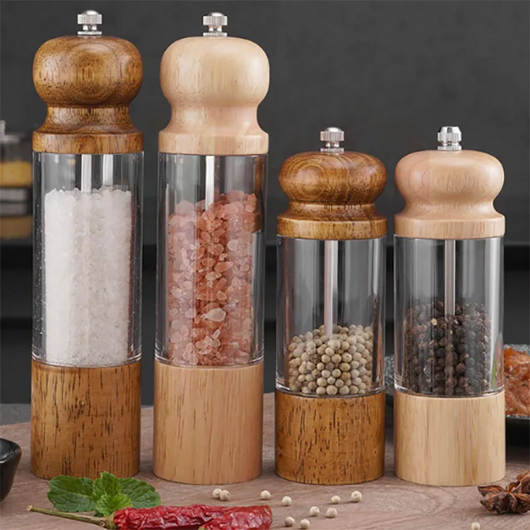 Wood Salt Pepper Mill Grinder  Condiment Salt And Pepper Grinder Set
