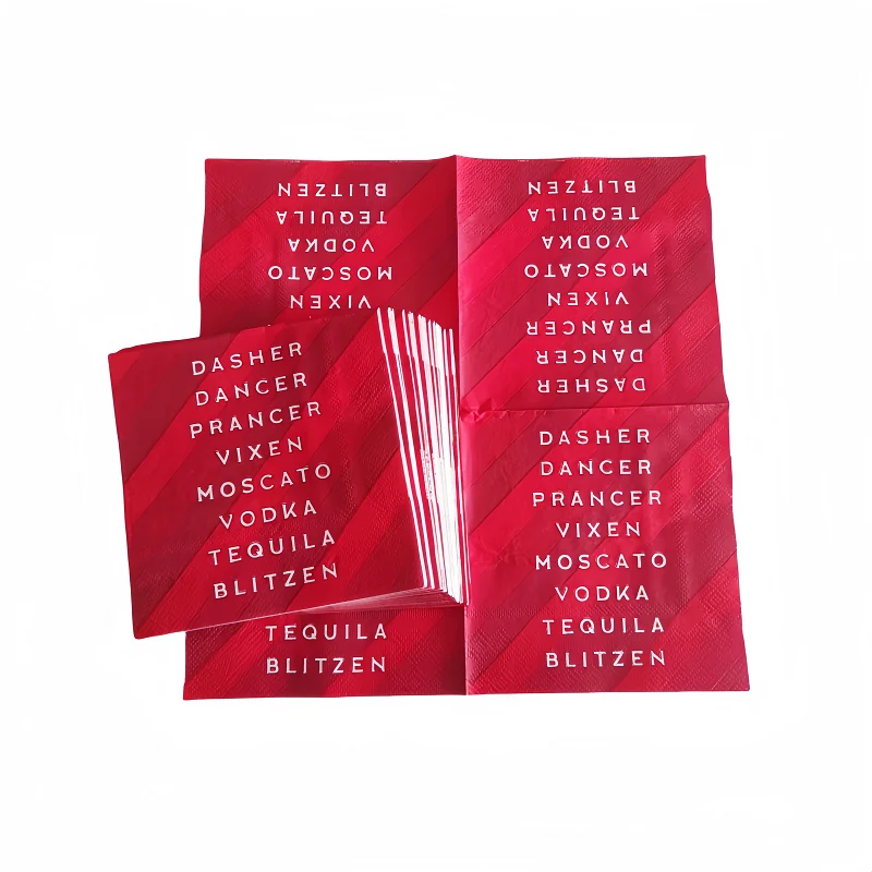 Custom Cocktail Napkins Disposable Beautiful 3 Ply Printed Disposable Beautiful Paper Napkins