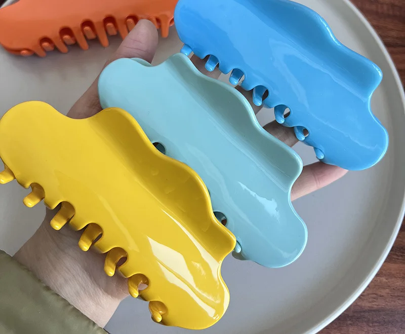 CLARMER New design texture solid color large 12.5cm shark women hair accessory handmade custom acetate hair clips claw