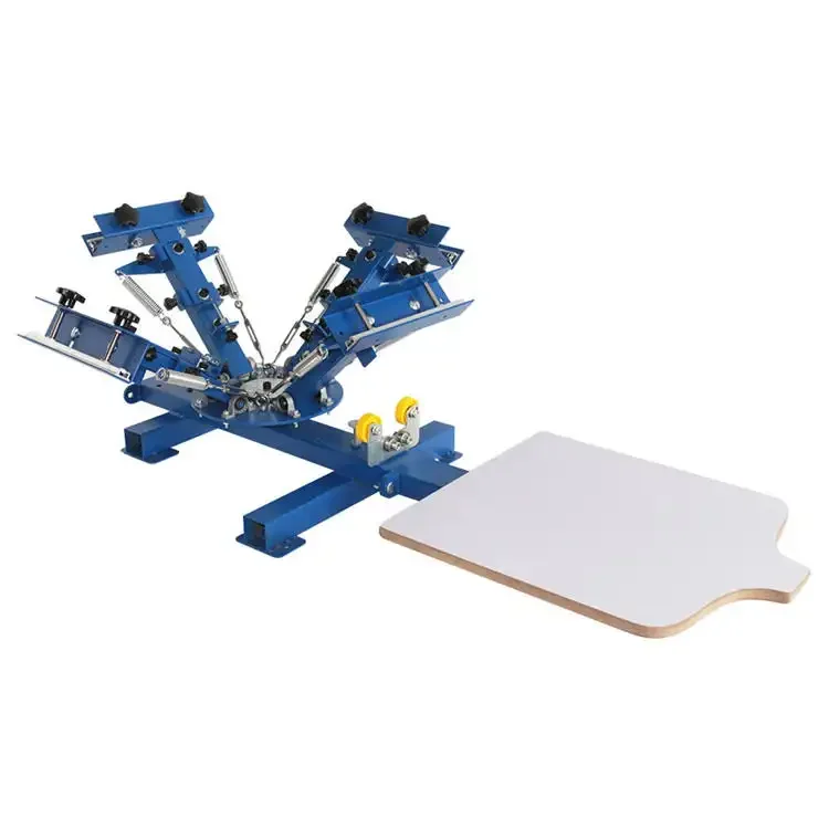 High Quality 4 Color 1 Station Octopus Flat Manual Screen Printing Press Machine with Wooden Pallets for t Shirt