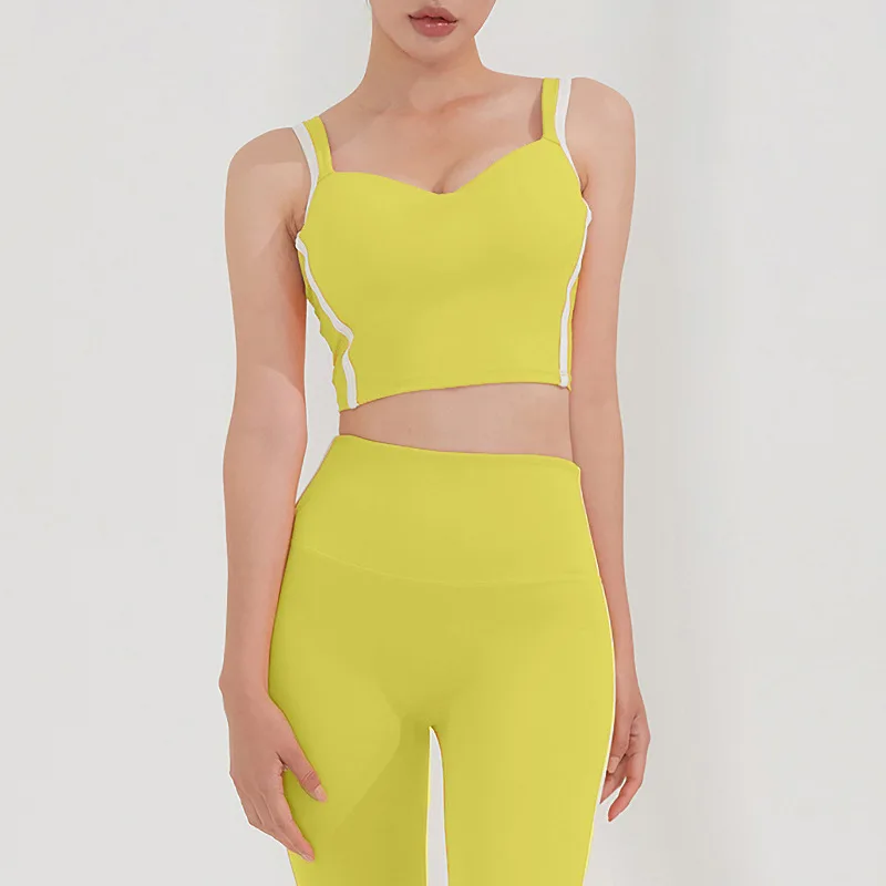 New Arrival Candy Colour Tight Yoga Top Underwear Gather Chest Fitness Sanded Nude Sports Bra
