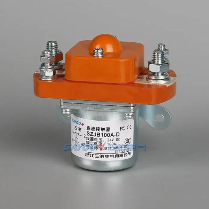 SAYOON dc contactor  100a 12v 24v 36v 48v 60v 72v  dc contactor SZJB100A/SZJB100A-D/MZJ-100B ce rohs