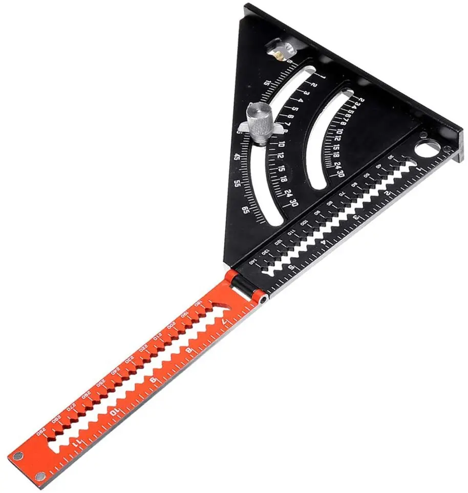 6 Inch Folding Triangle Ruler, Multi-angle Measurement Aluminium Alloy Multifunctional Woodworking Tools Speed Square