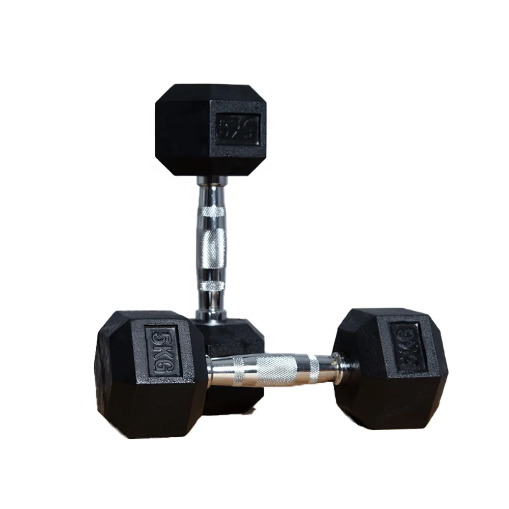 
In stock ready to ship fixed black free weights fitness hexagonal rubber dumbbell for sale for exercise 