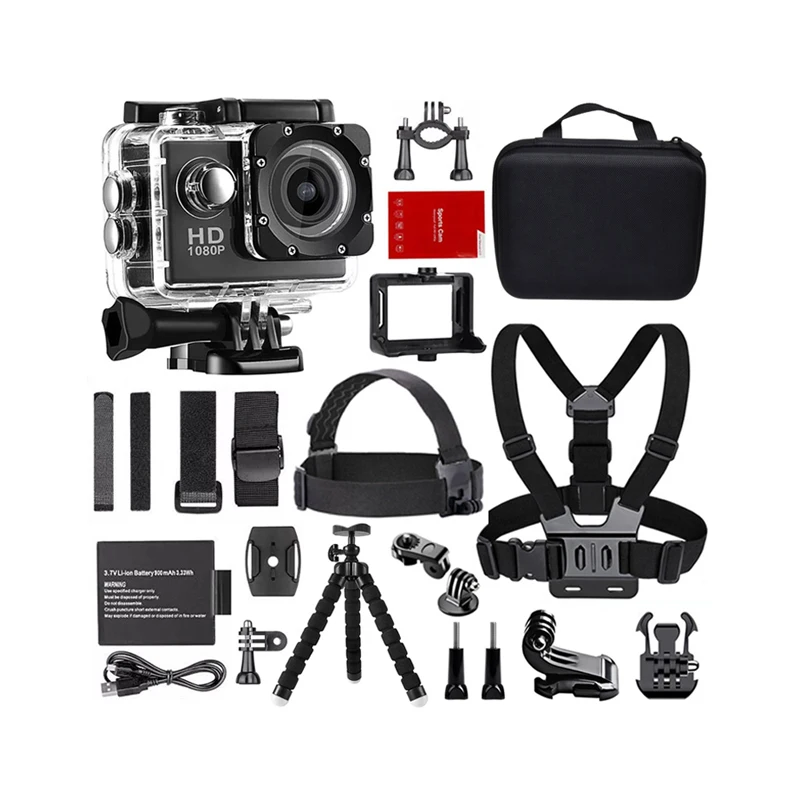Outdoor 50 In 1  Action Camera kit with 1080P Hd Lens Underwater Professional Video Sports Camera