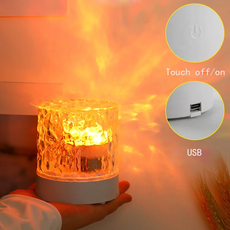 Dynamic Rotating Water Ripple Projector Table Lamp Water Ripple Colorful Night Light LED Night Light