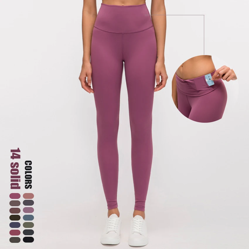 NEW 80% Nylon 20% Spandex Women Workout Fitness Gym Wear Clothes Yoga Pants Leggings for High V Waisted Nude Feel With Pockets
