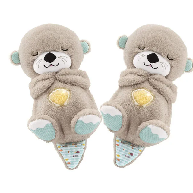 Stock breathing teddy bear super soft multi colors plush otter toy 30cm breathing otter sleeping otter