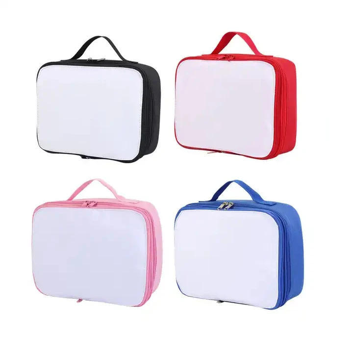 Colored Student Kids Sublimation Blanks Polyester Portable Lunch Tote Bag For Sublimation Printing Custom Log with Zipper Flap