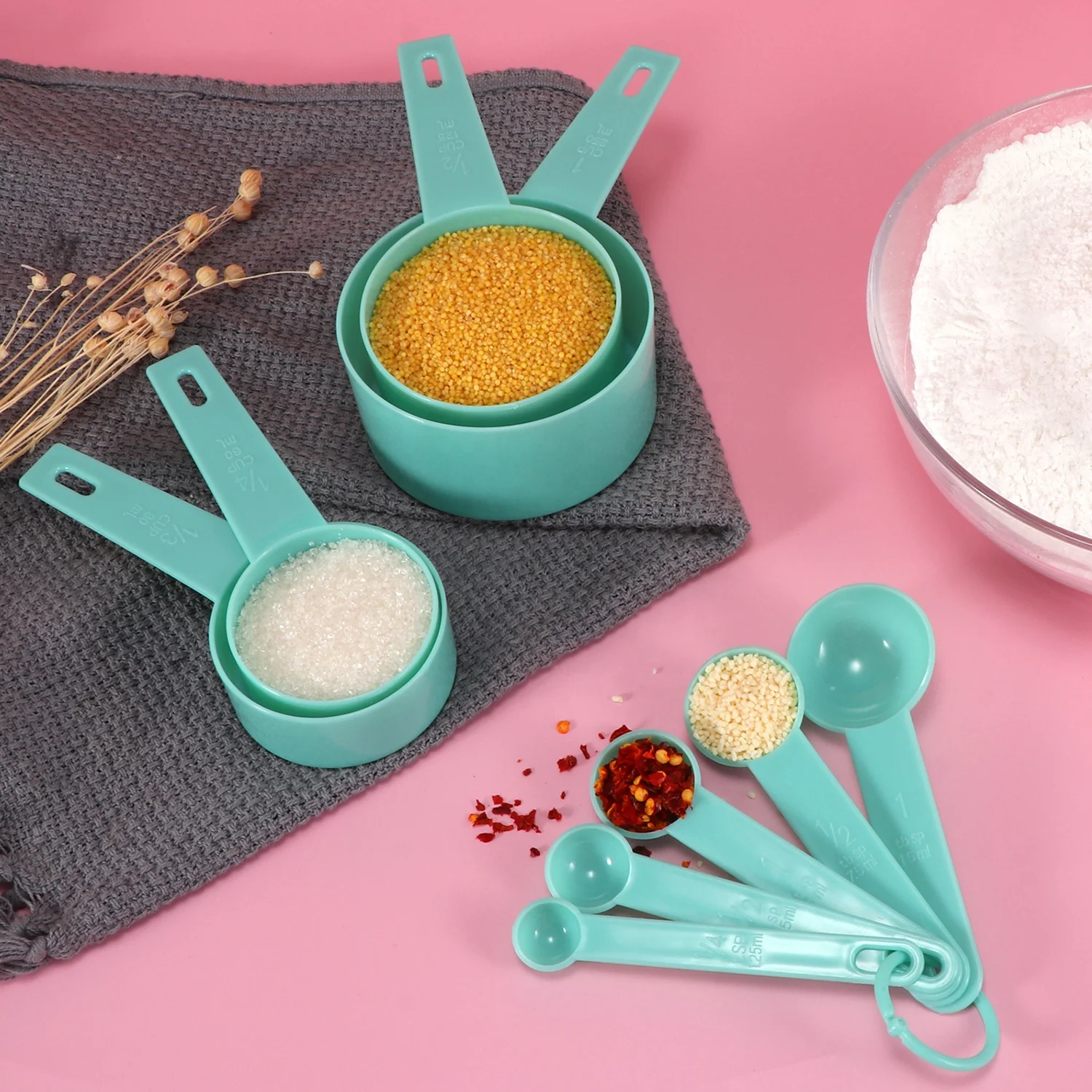 
Baking tool measuring spoons set of 9 kitchen measuring tools plastic measuring spoons measuring cups 