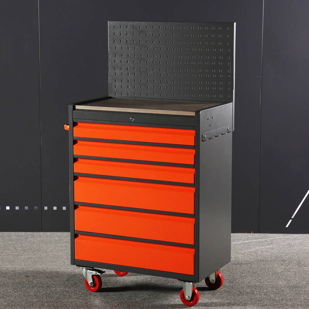Tool Trolley with 6 Drawers Steel Tool Box on Wheels Marble Granite with Handle for Processing