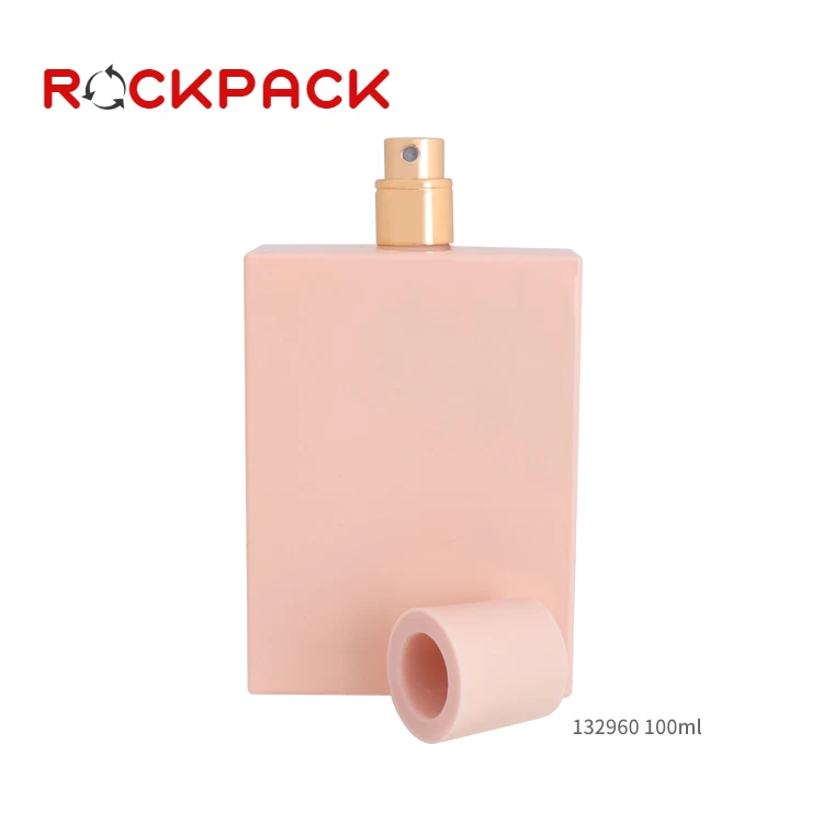 100 мл Розовые Квадратные стеклянные пустые прямоугольные флаконы для духов, распродажа