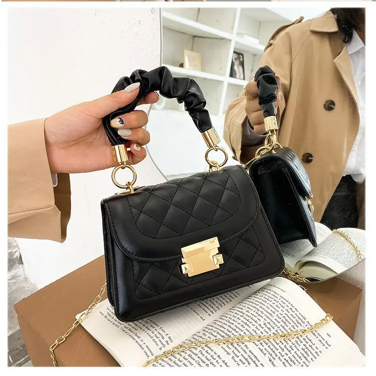 Wholesale small fashion sling bags diamond buckle PU leather luxury handbags for women