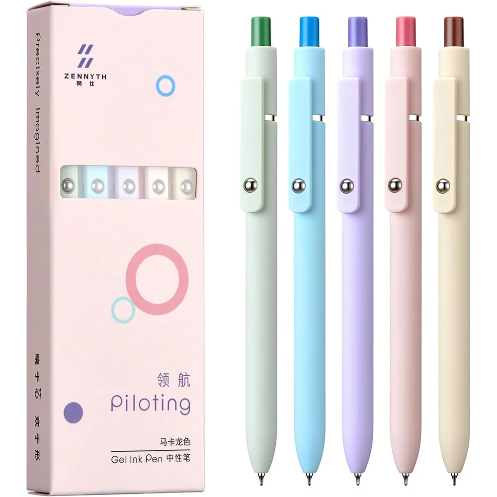 Hot Selling Zanshi Navigation Morandi Color Action Neutral Pen Quick Drying 5-Pack Office Ball Pen Set