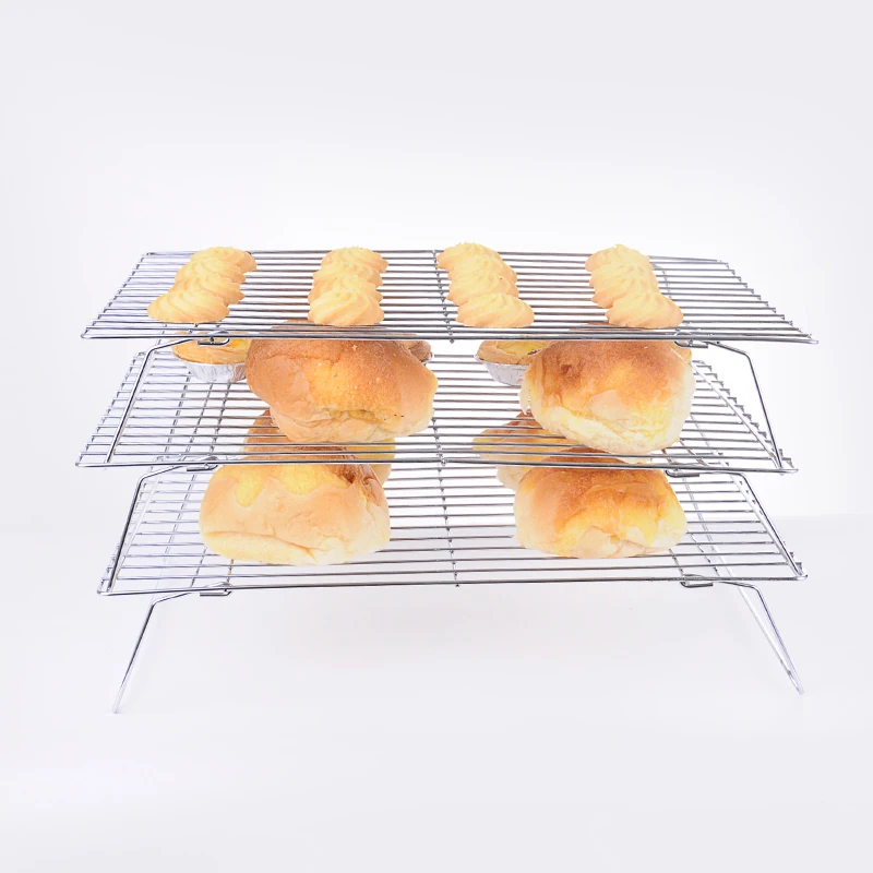 
YZ1229 3 Tiers Metal Bread Cooling Rack Foldable Wire Cooling Rack Stainless Steel 