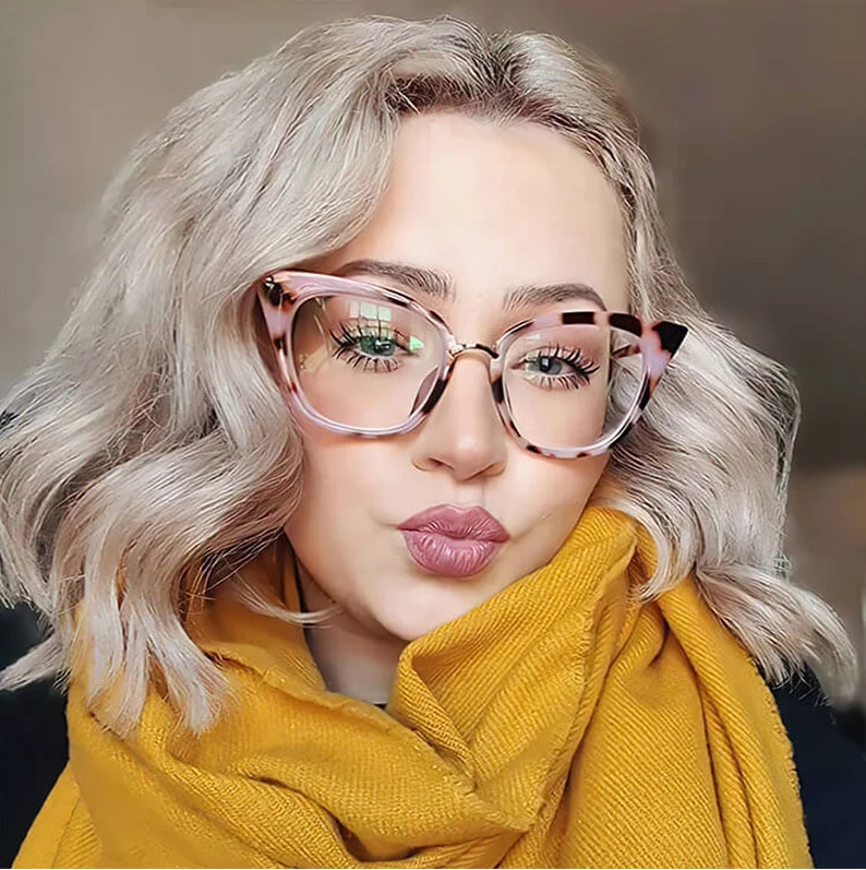 97093 Cheap Big Frame Clear Lens Men Optical Glasses Luxury Cat Eye Women Eyeglasses Frame