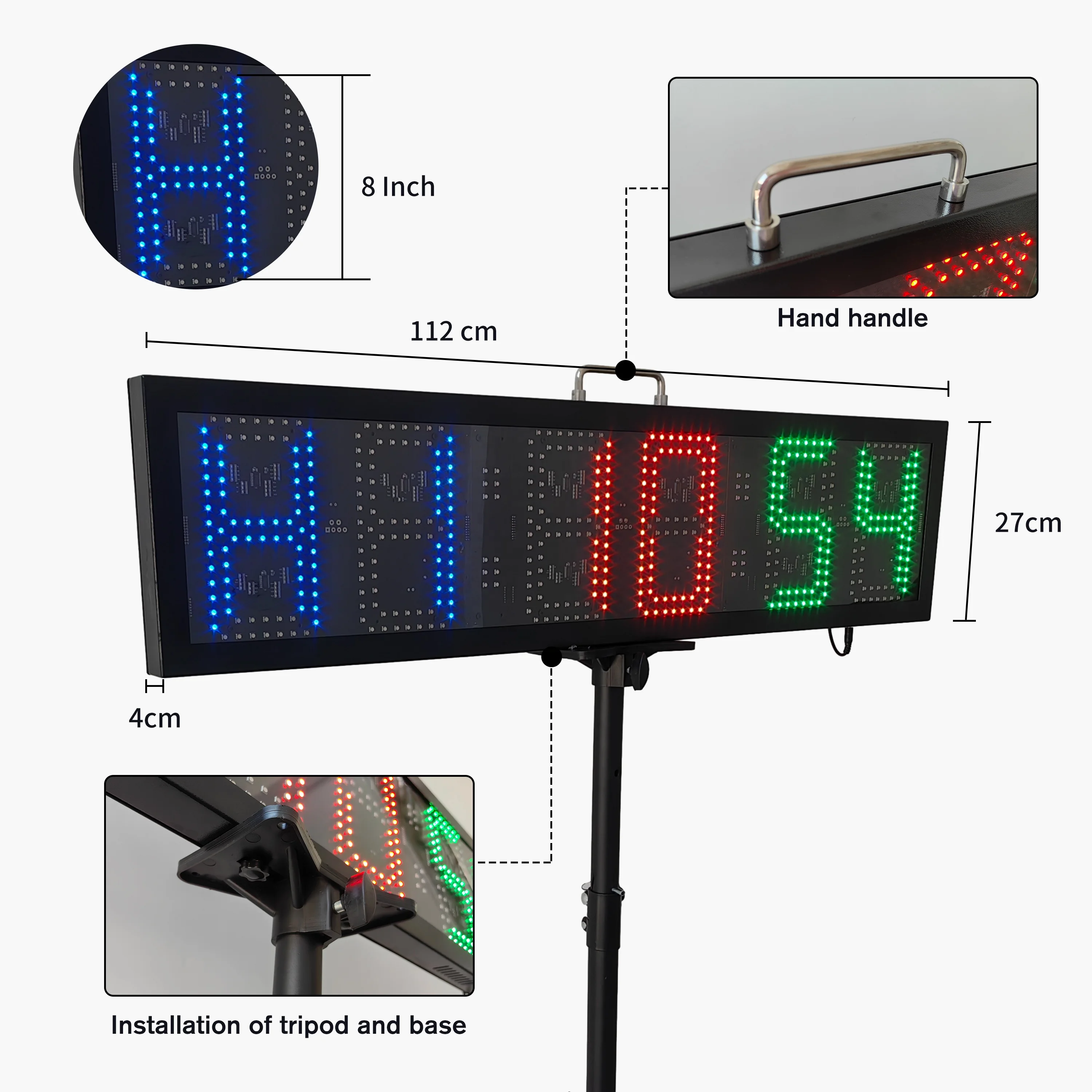 Jhering Electronic Lap Drag Race Timer Large Display LED Clock with Countdown Portable Road Rechargeable