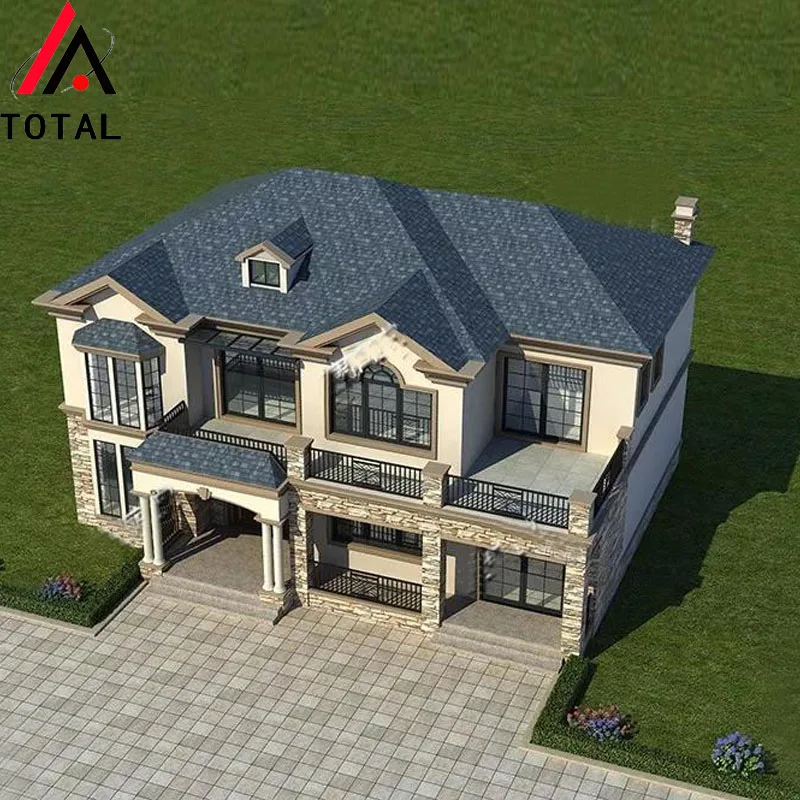 2019 New Design Customized luxury light steel structure villa passive prefab modern house