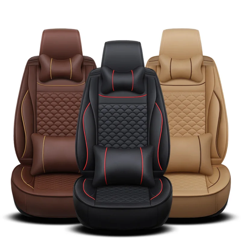 Solid color simple Best seller Luxury Classic Business style universal pu leather car seat cover for auto
