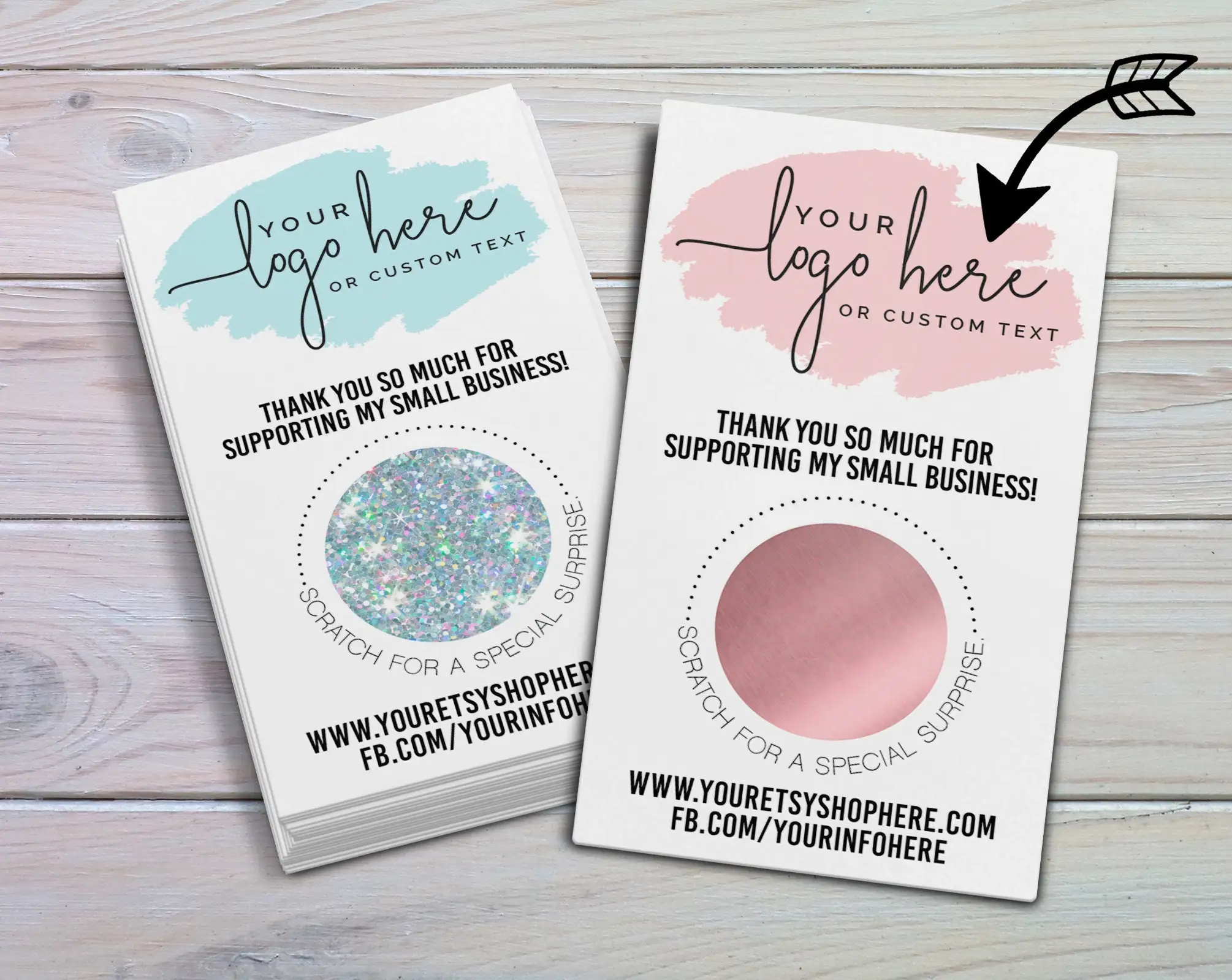 Wholesale high quality paper custom printing logo thank you scratch off cards for small business